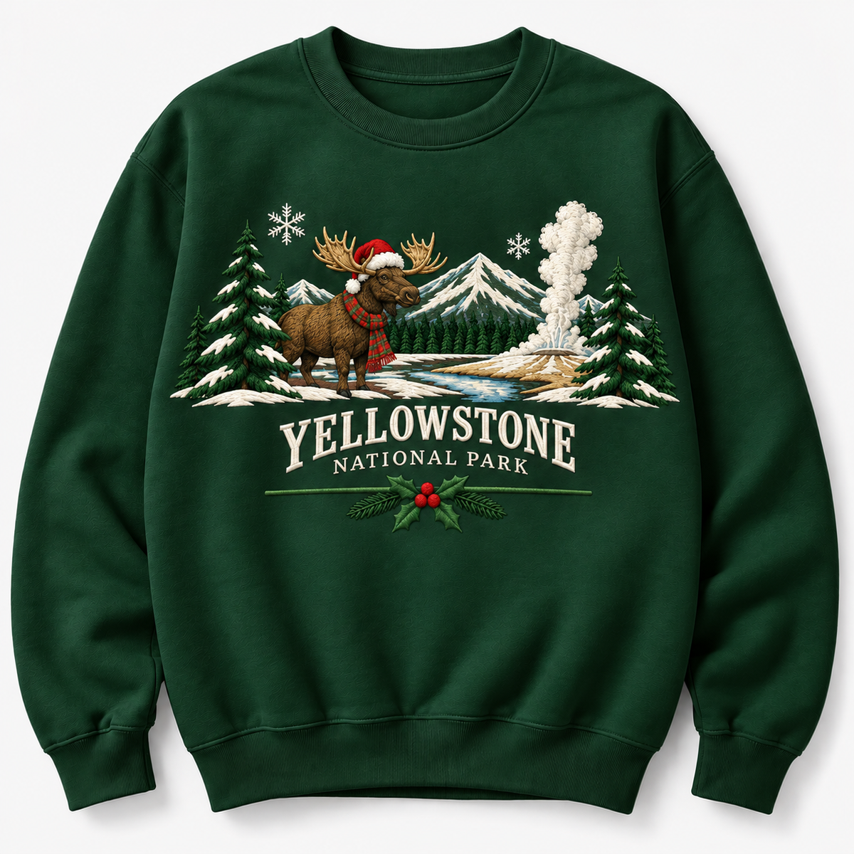 Yellowstone National Park Embroidered Christmas NP Sweatshirt
