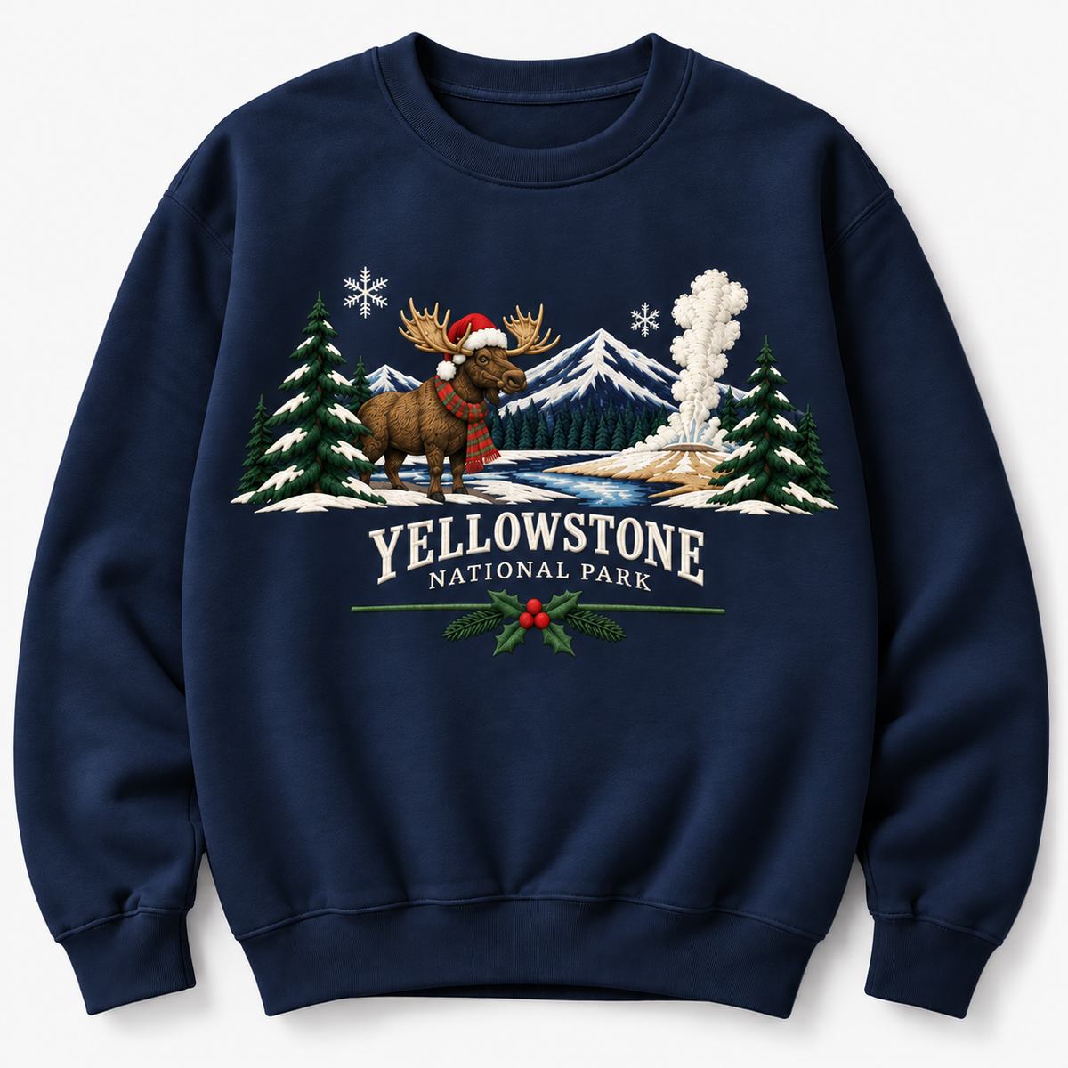 Yellowstone National Park Embroidered Christmas NP Sweatshirt