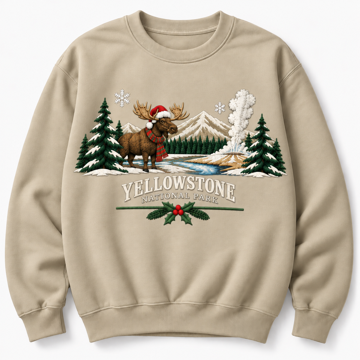 Yellowstone National Park Embroidered Christmas NP Sweatshirt