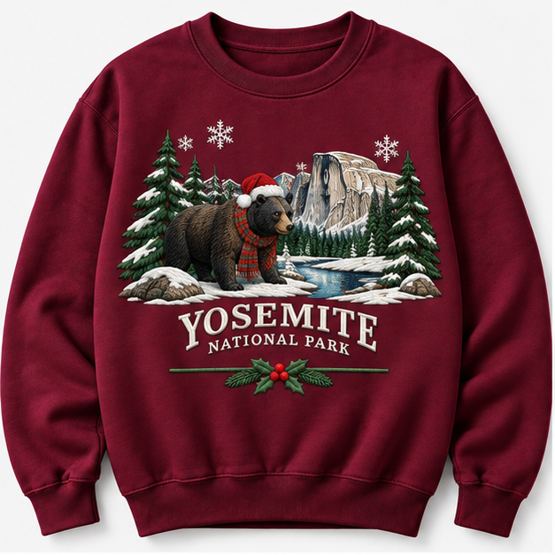 Yosemite National Park Embroidered Christmas NP Sweatshirt
