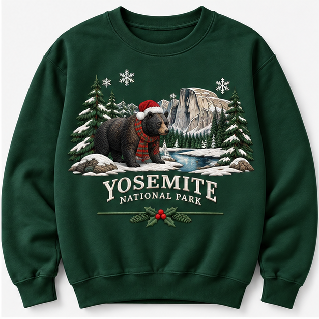 Yosemite National Park Embroidered Christmas NP Sweatshirt