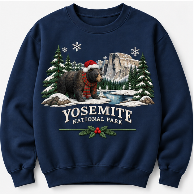 Yosemite National Park Embroidered Christmas NP Sweatshirt