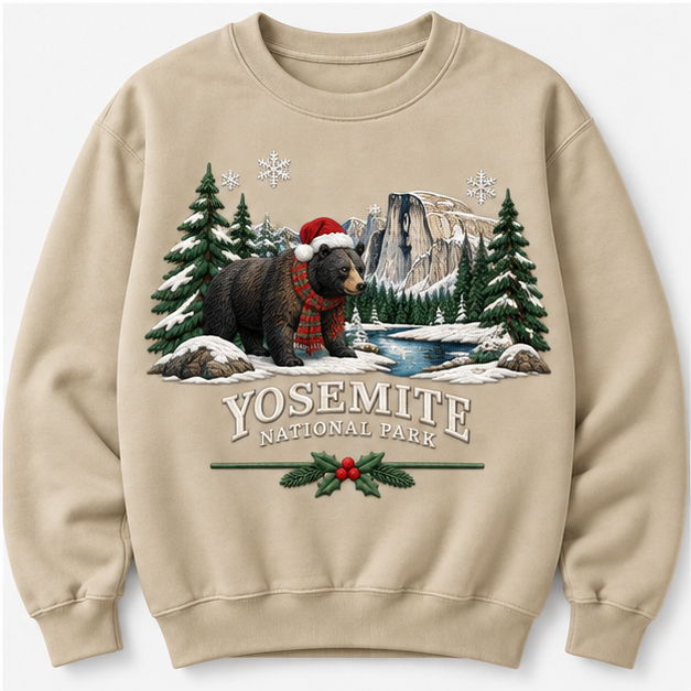 Yosemite National Park Embroidered Christmas NP Sweatshirt