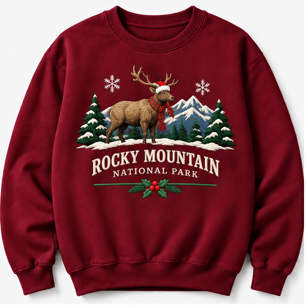 Rocky Mountain National Park Embroidered Christmas NP Sweatshirt