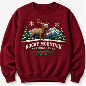 Rocky Mountain National Park Embroidered Christmas NP Sweatshirt