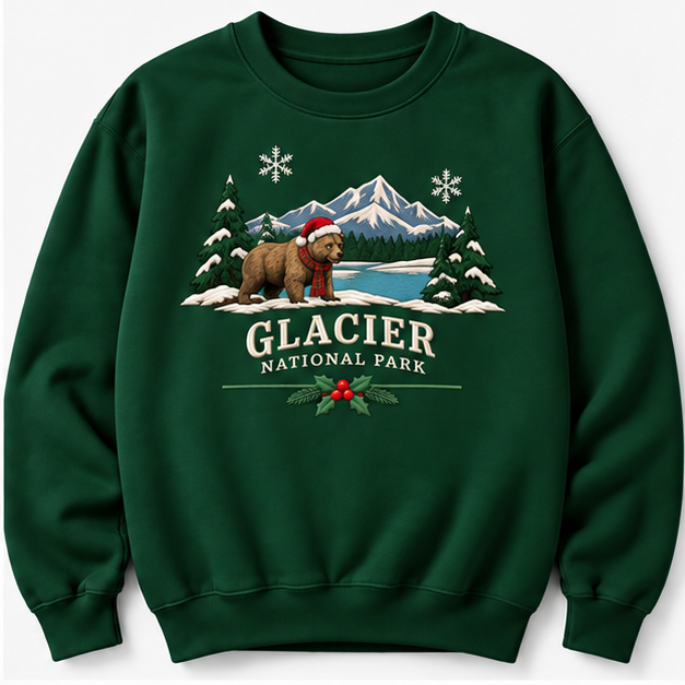 Glacier National Park Embroidered Christmas NP Sweatshirt