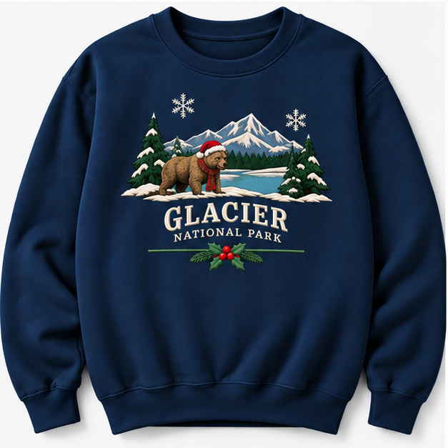 Glacier National Park Embroidered Christmas NP Sweatshirt