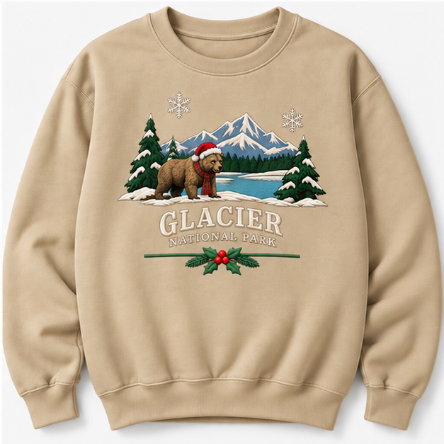 Glacier National Park Embroidered Christmas NP Sweatshirt