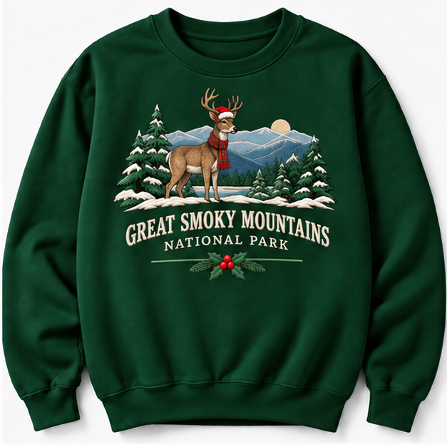 Great Smoky Mountains National Park Embroidered Christmas NP Sweatshirt