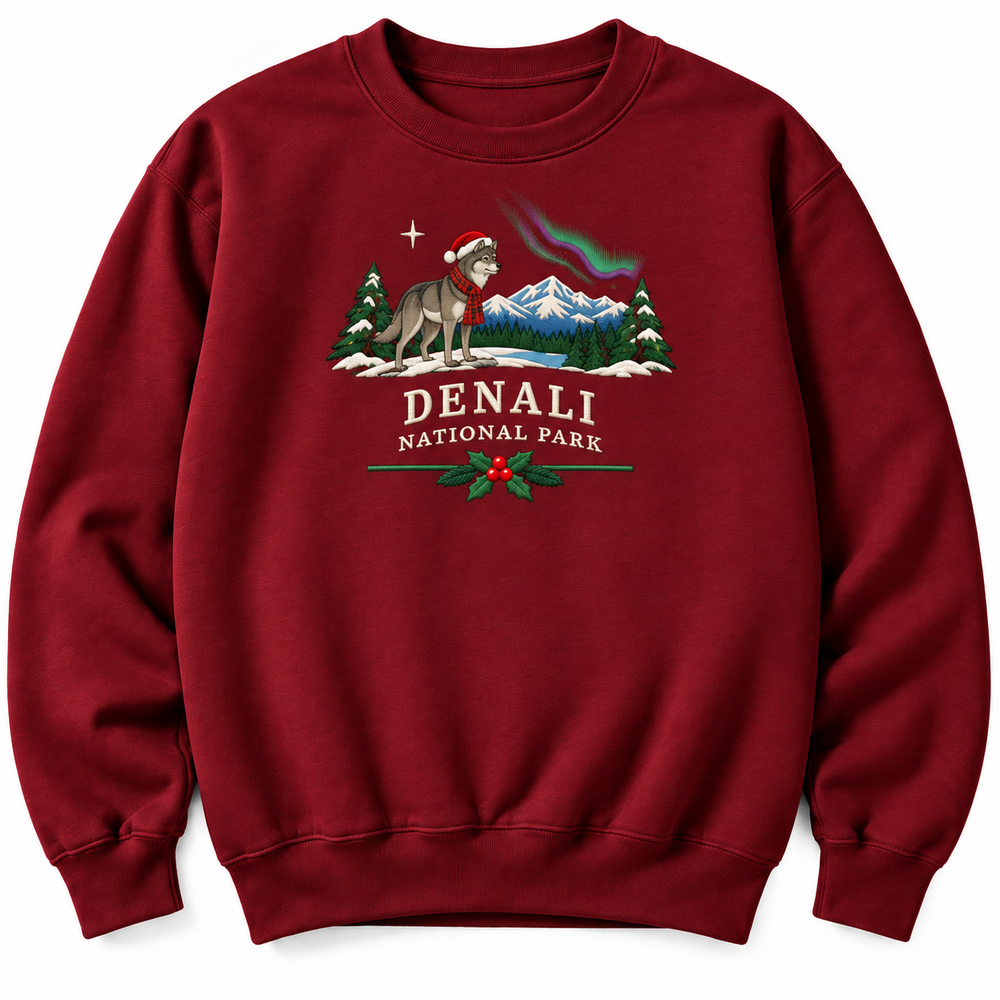 Denali National Park and Preserve Embroidered Christmas NP Sweatshirt