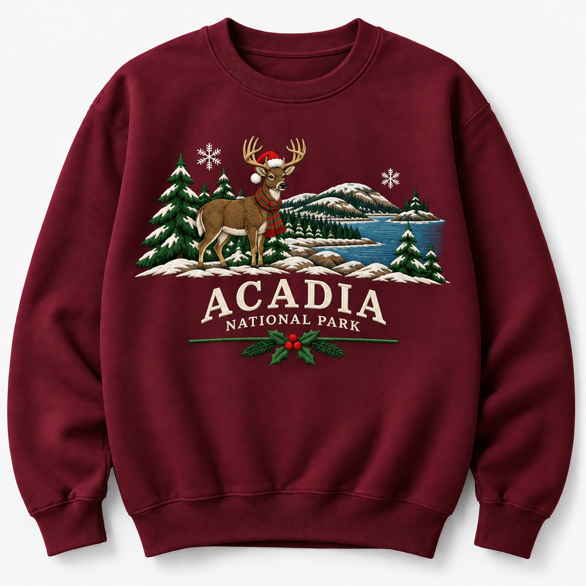 Acadia National Park Embroidered Christmas NP Sweatshirt