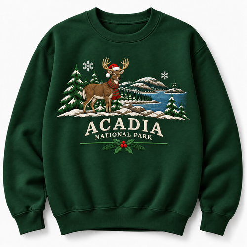 Acadia National Park Embroidered Christmas NP Sweatshirt