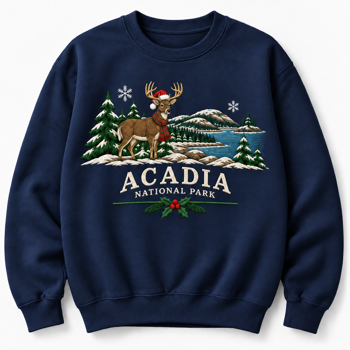Acadia National Park Embroidered Christmas NP Sweatshirt