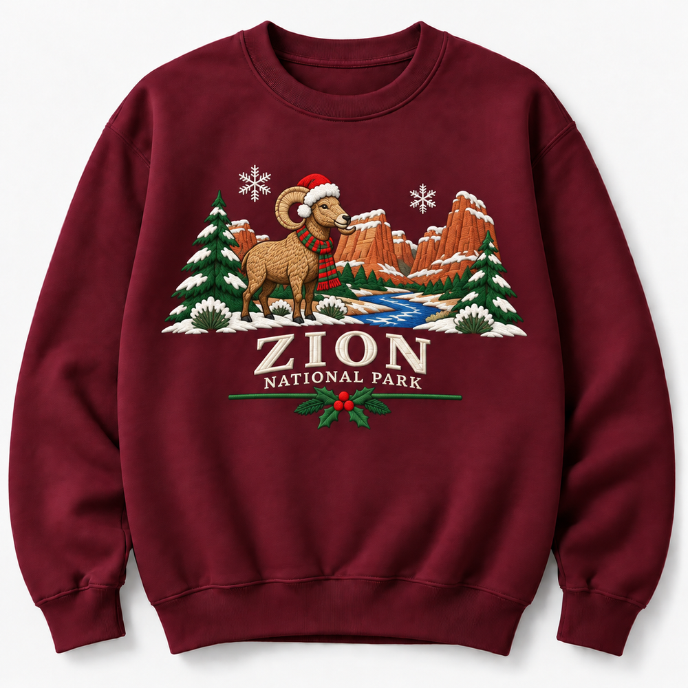 Zion National Park Embroidered Christmas NP Sweatshirt