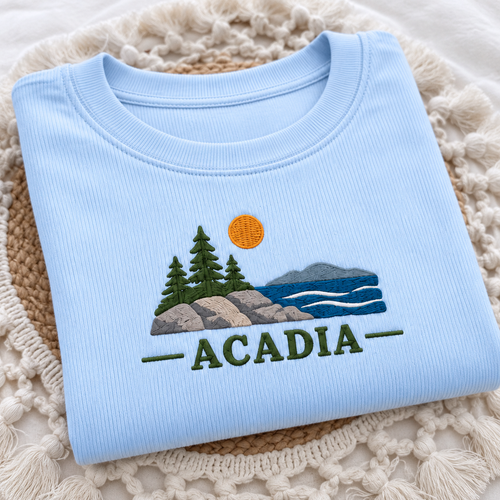 Acadia National Park Cropped Baby Tee - Light Blue - photo 1