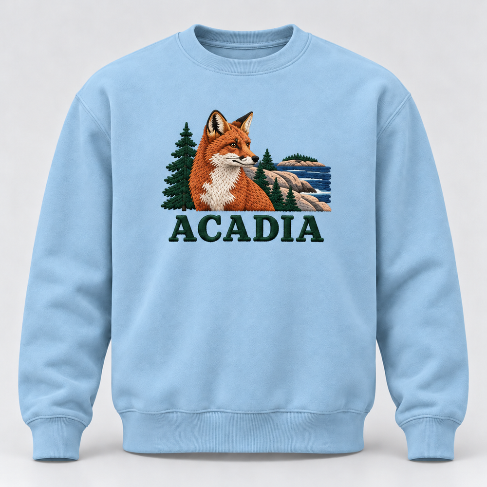 Acadia National Park Embroidered Red Fox Sweatshirt