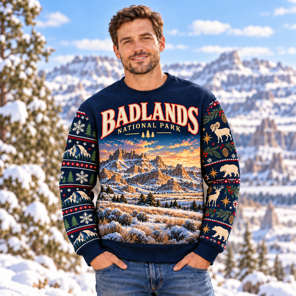 Badlands National Park Christmas Sweatshirt - photo 2