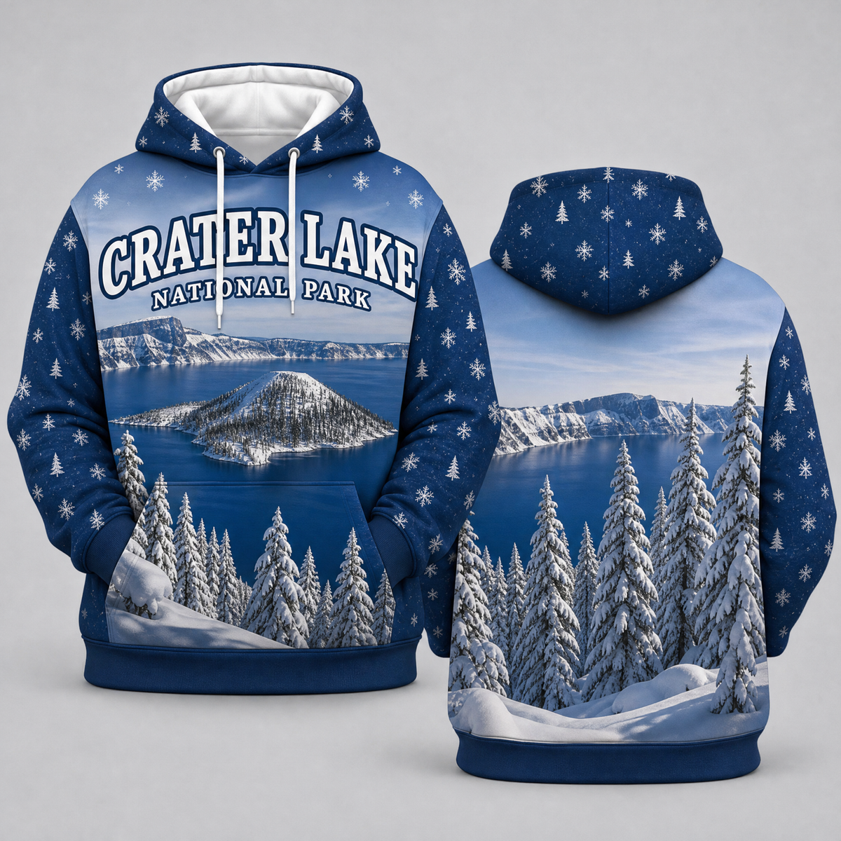 Crater Lake National Park Winter Blue Hoodie