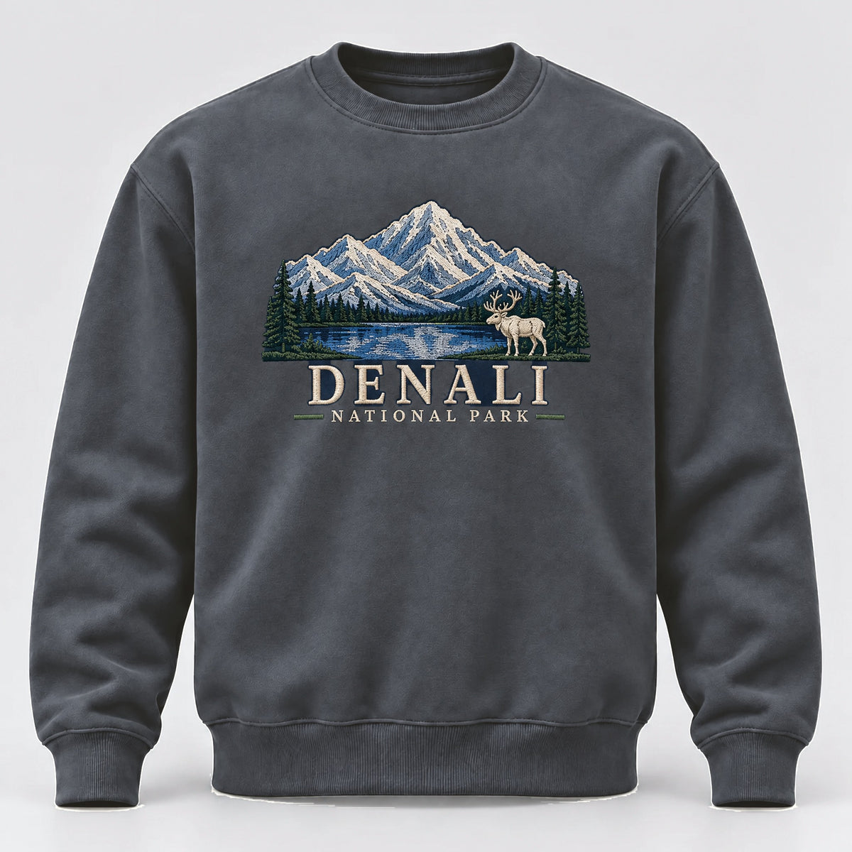 Denali National Park Embroidered Sweatshirt - Dark Heather