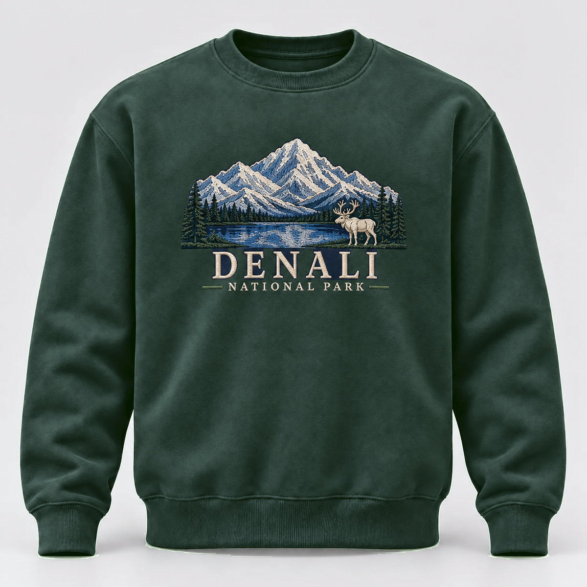 Denali National Park Embroidered Sweatshirt - Forest