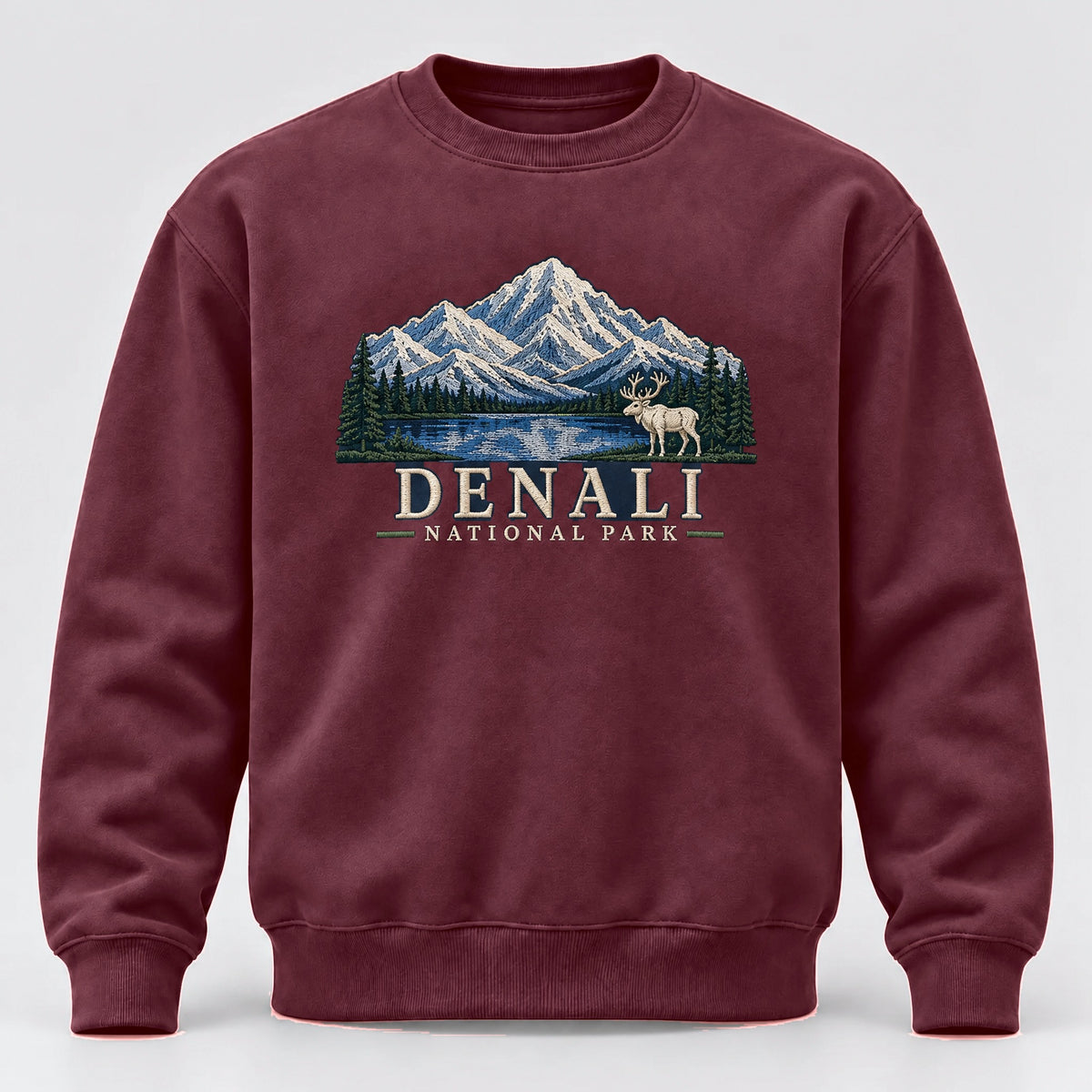 Denali National Park Embroidered Sweatshirt - Maroon