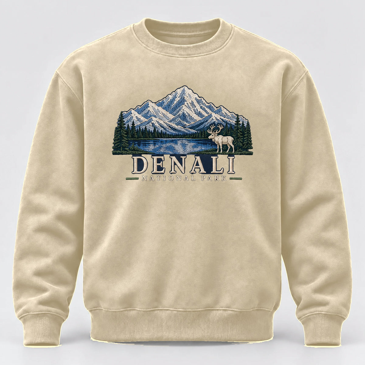 Denali National Park Embroidered Sweatshirt - Sand
