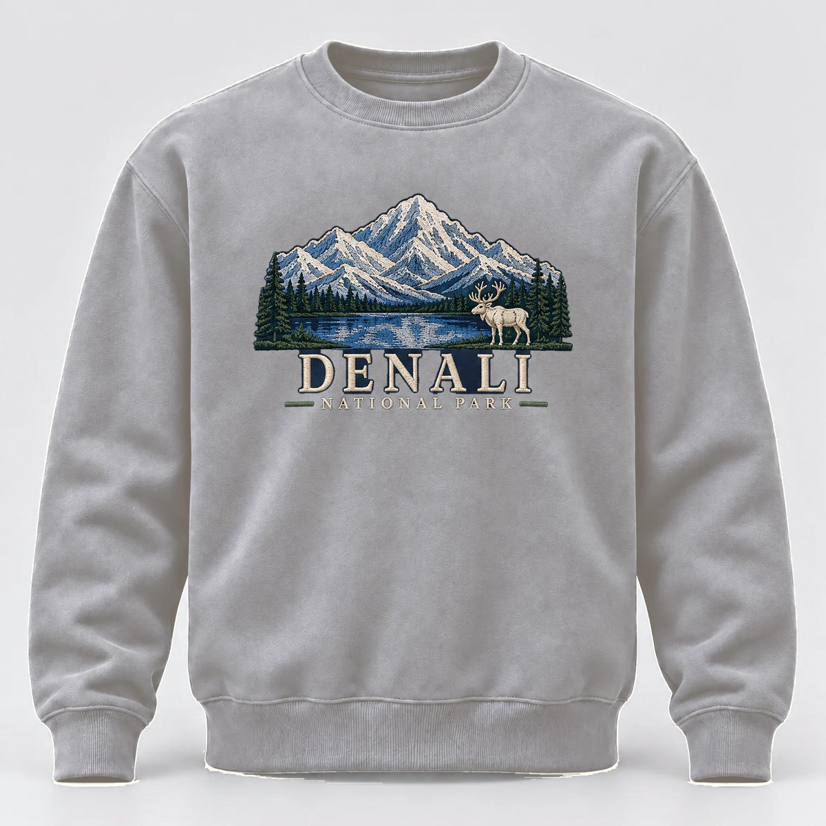 Denali National Park Embroidered Sweatshirt - Sport Grey