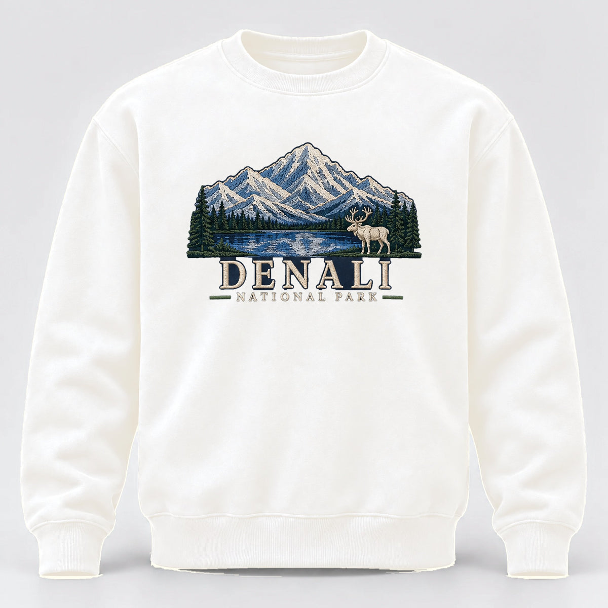 Denali National Park Embroidered Sweatshirt - White