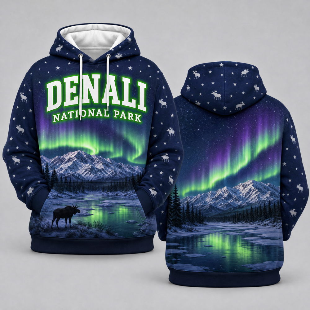 Denali National Park Northern Lights Hoodie