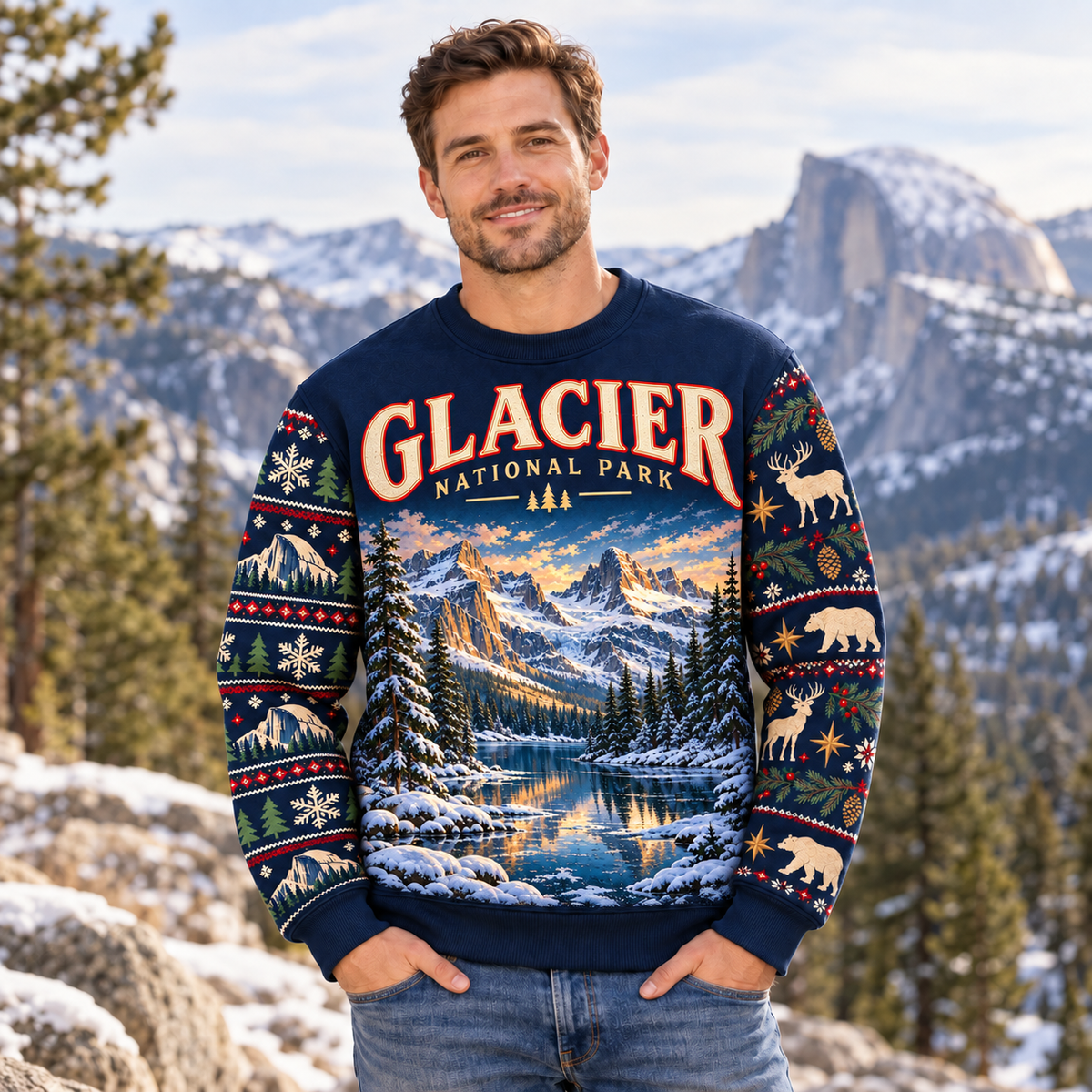 Glacier National Park Christmas Sweatshirt - photo 2
