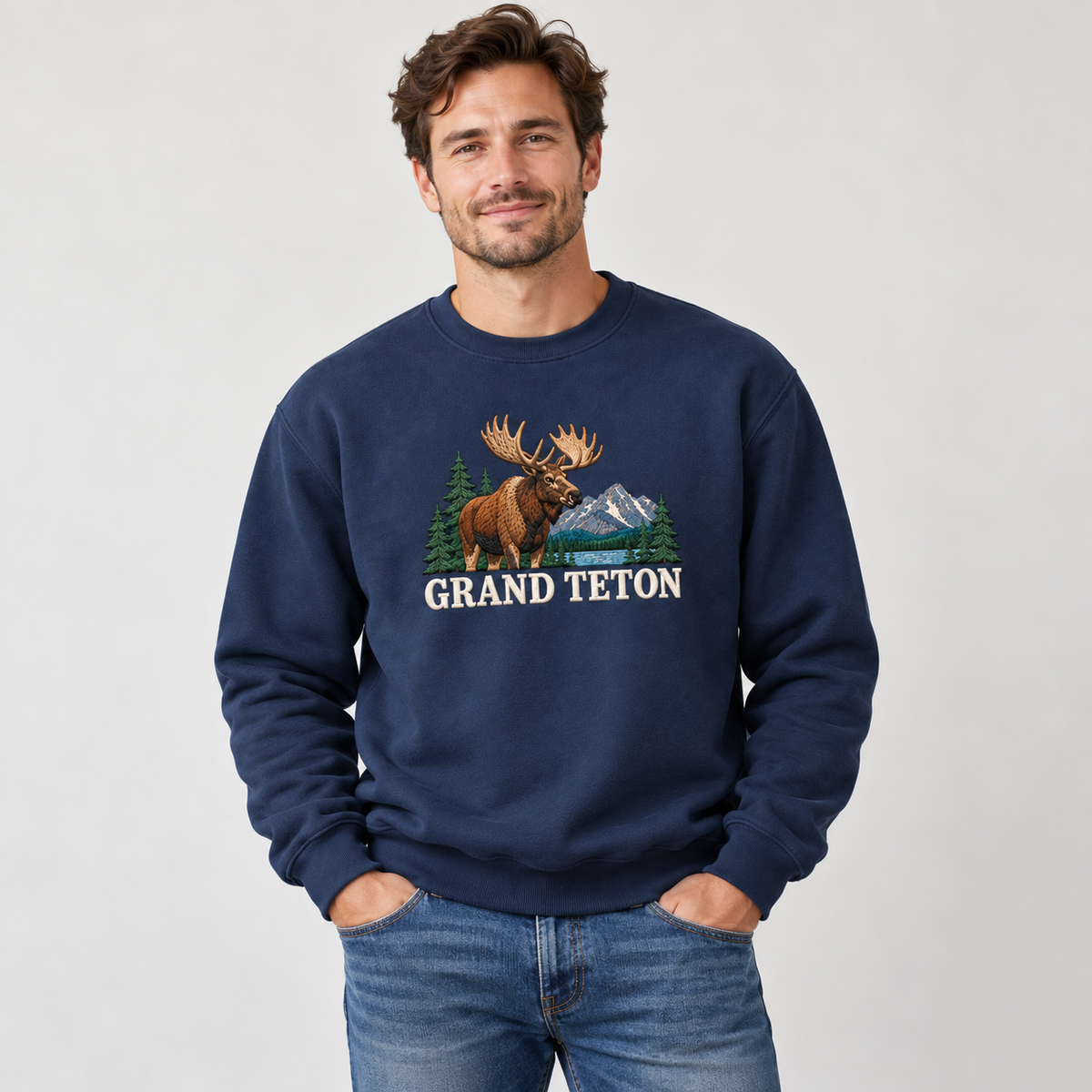 Grand Teton National Park Embroidered Moose Sweatshirt - photo 1