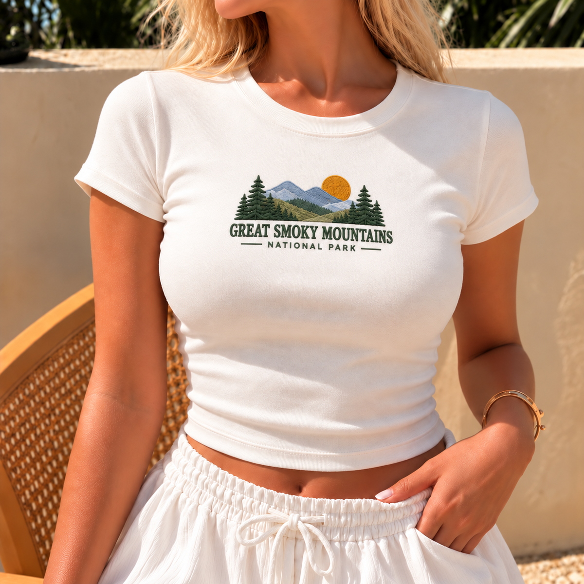 Great Smoky Mountains National Park Cropped Baby Tee - photo 3