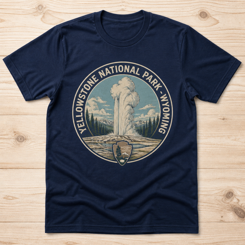 Yellowstone National Park T-Shirt flat lay