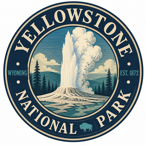 Yellowstone National Park badge design close-up