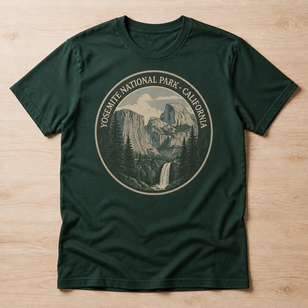 Yosemite National Park T-Shirt flat lay