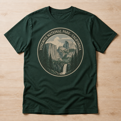 Yosemite National Park T-Shirt flat lay