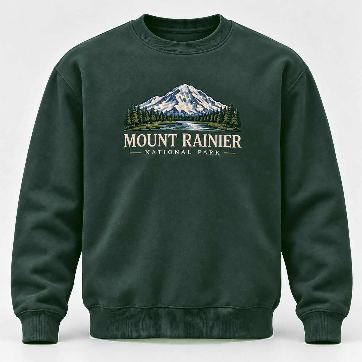 Mount Rainier National Park Embroidered Sweatshirt - Forest
