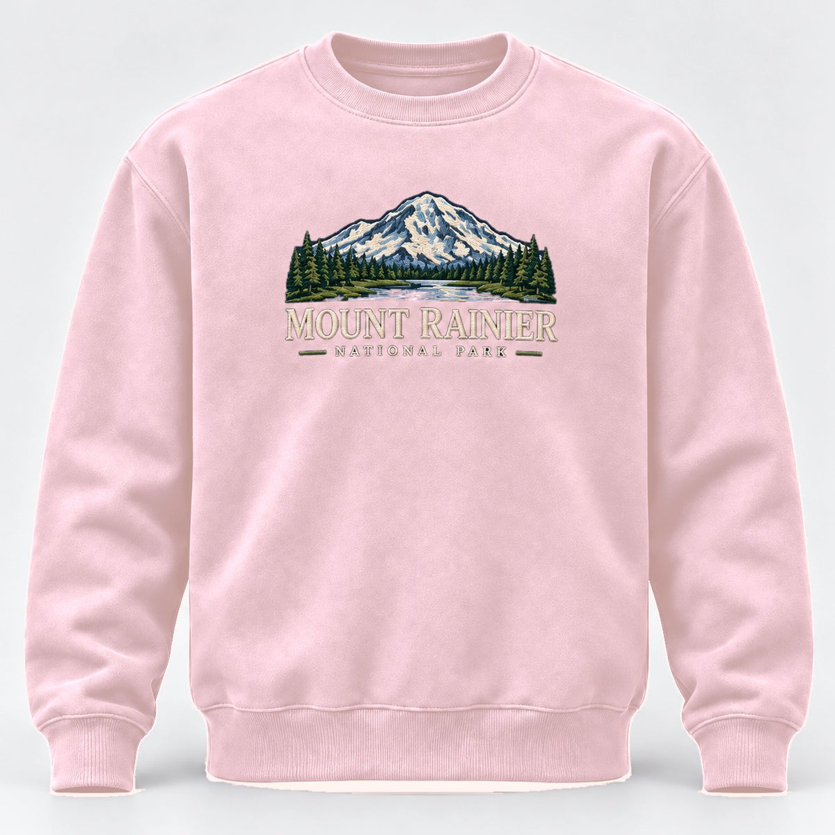 Mount Rainier National Park Embroidered Sweatshirt - Light Pink