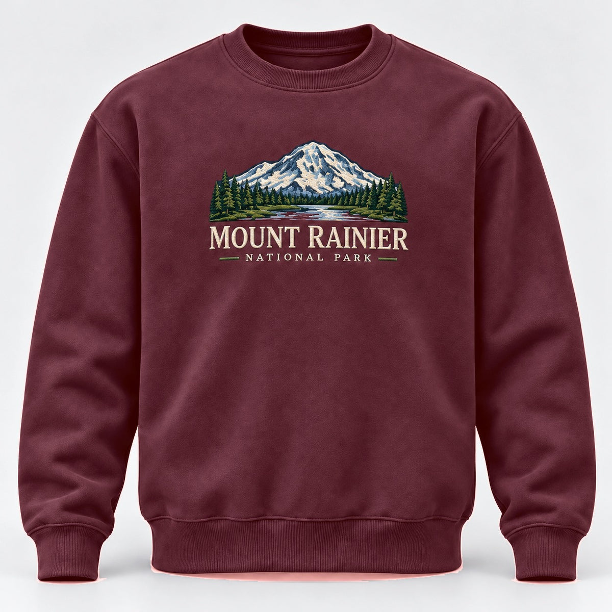 Mount Rainier National Park Embroidered Sweatshirt - Maroon