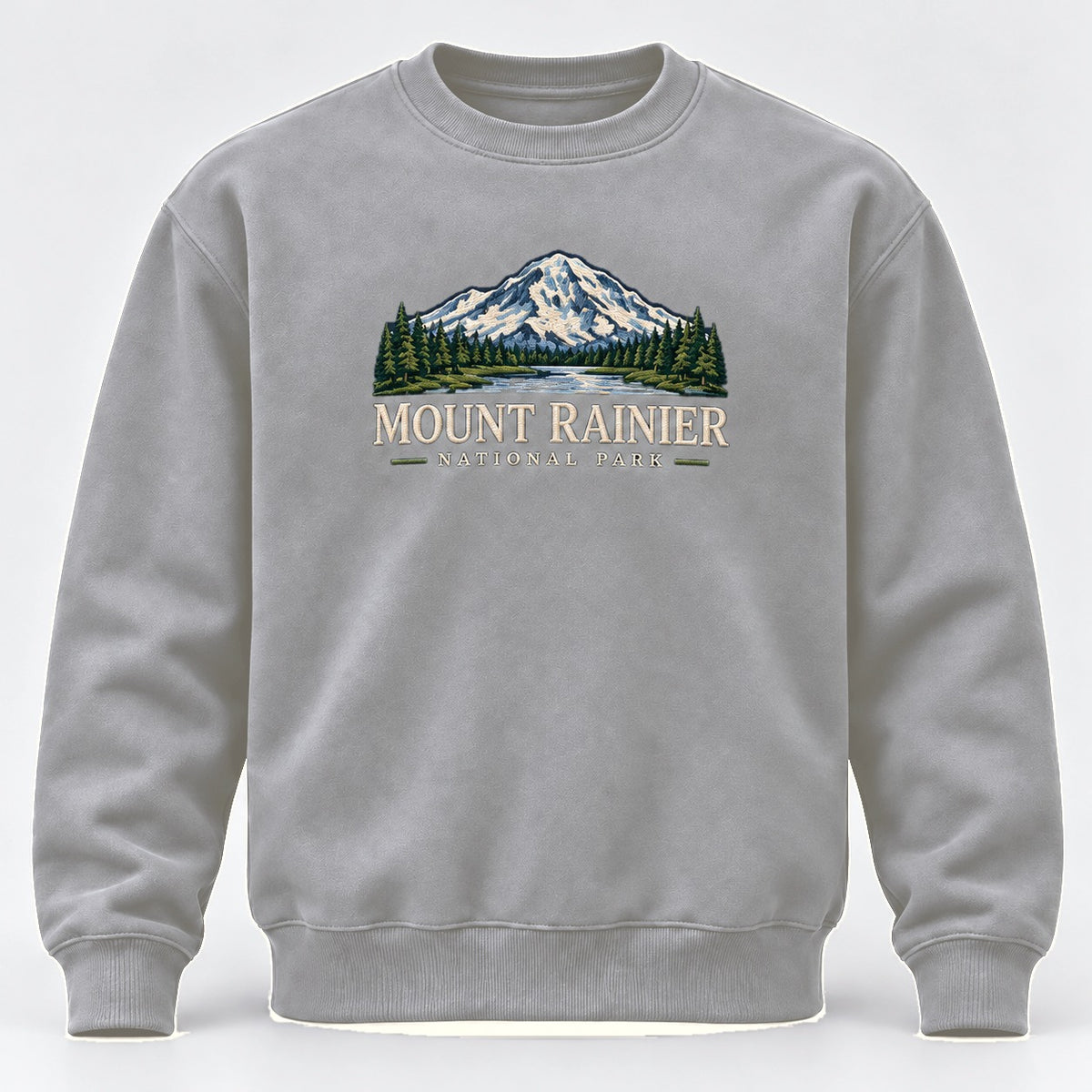 Mount Rainier National Park Embroidered Sweatshirt - Sport Grey