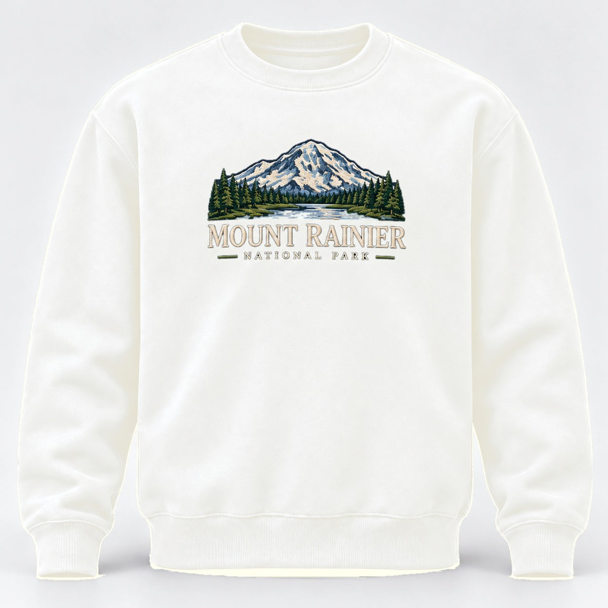 Mount Rainier National Park Embroidered Sweatshirt - White
