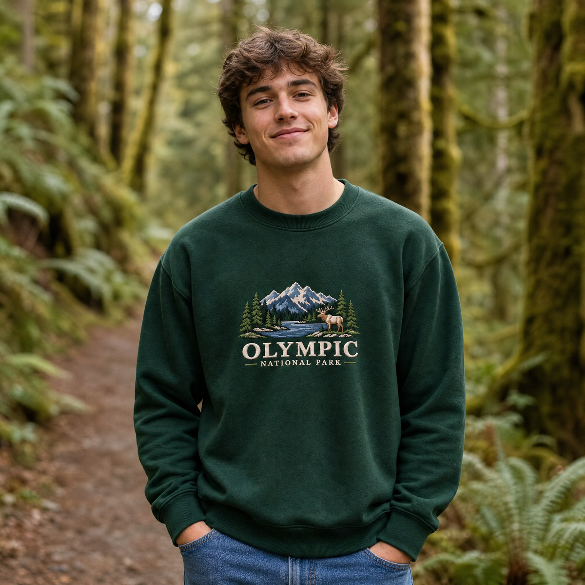 Olympic National Park Embroidered Sweatshirt - worn