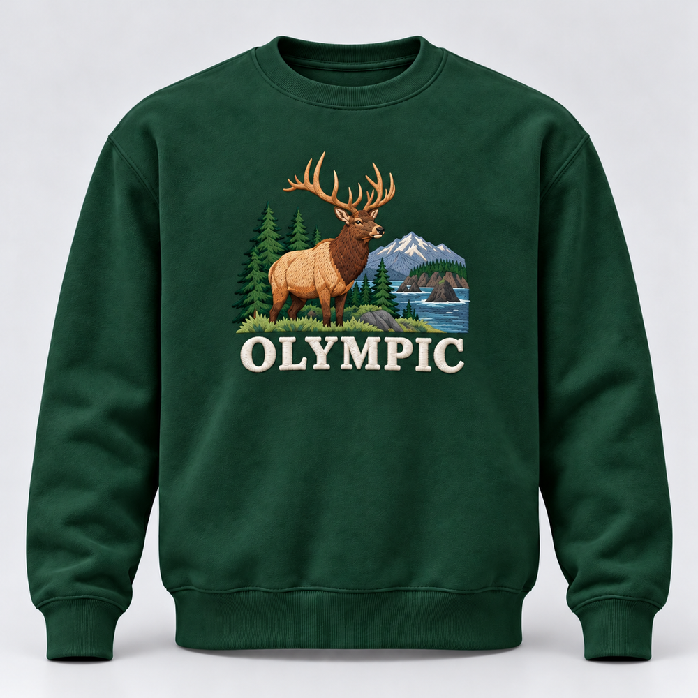 Olympic National Park Embroidered Roosevelt Elk Sweatshirt