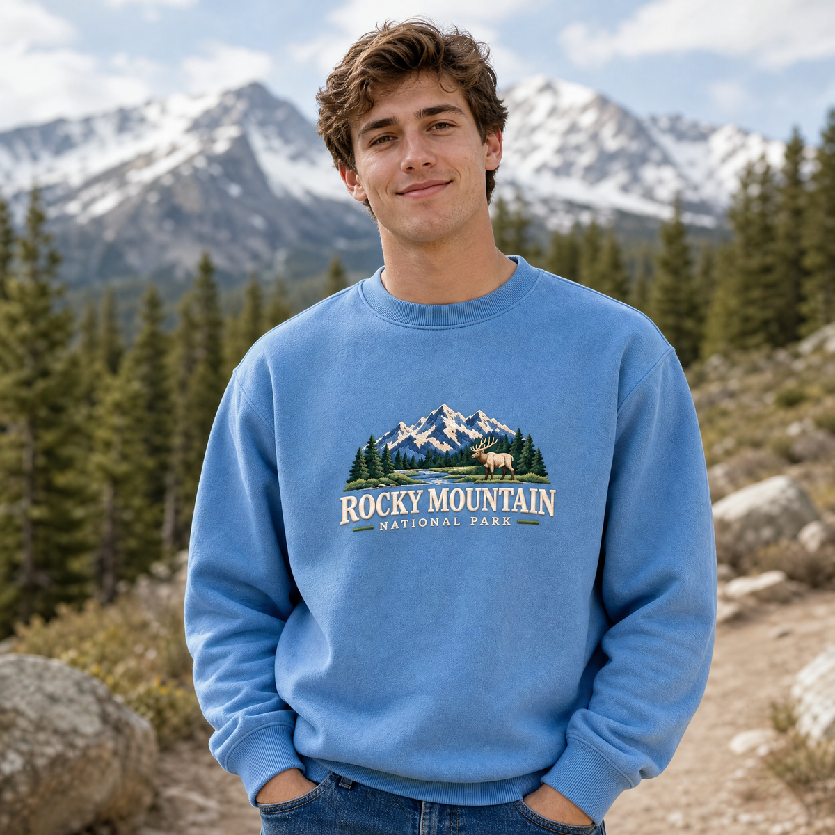 Rocky Mountain National Park Embroidered Sweatshirt - worn