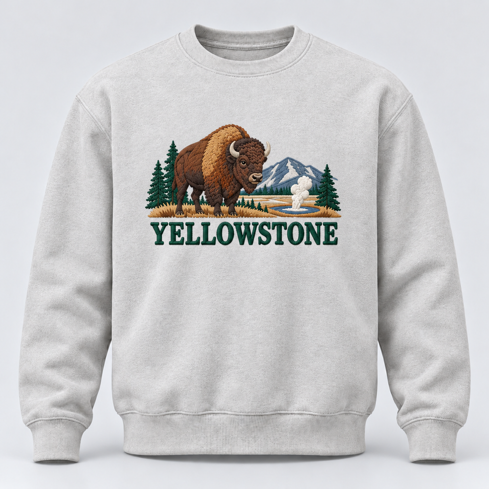 Yellowstone National Park Embroidered Bison Sweatshirt