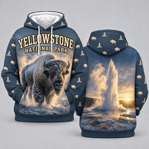 Yellowstone National Park Winter Bison Hoodie