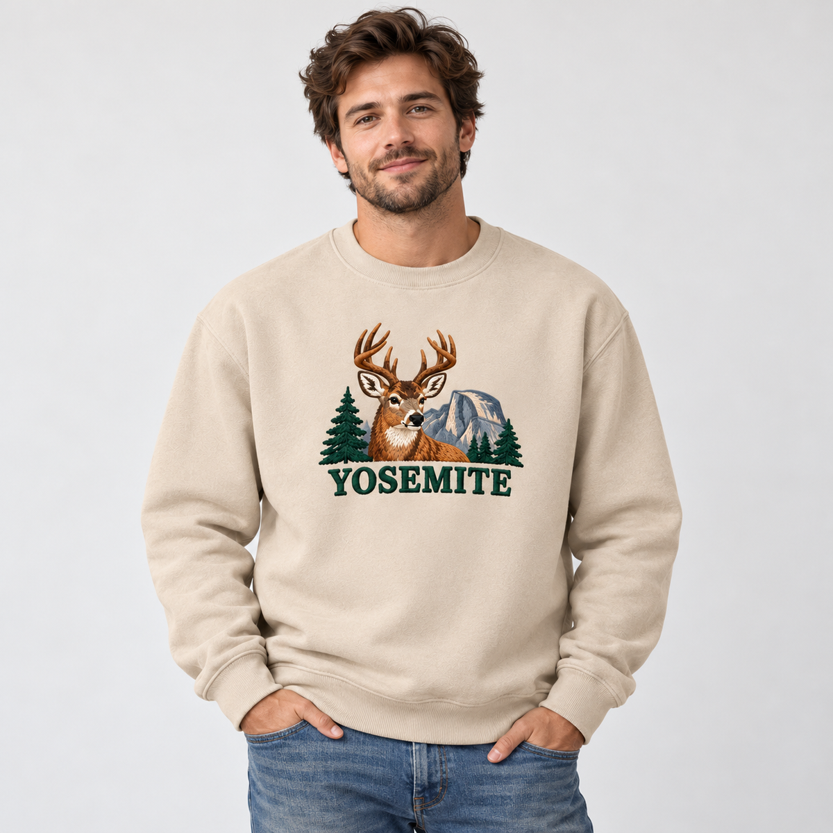 Yosemite National Park Embroidered Mule Deer Sweatshirt - photo 1