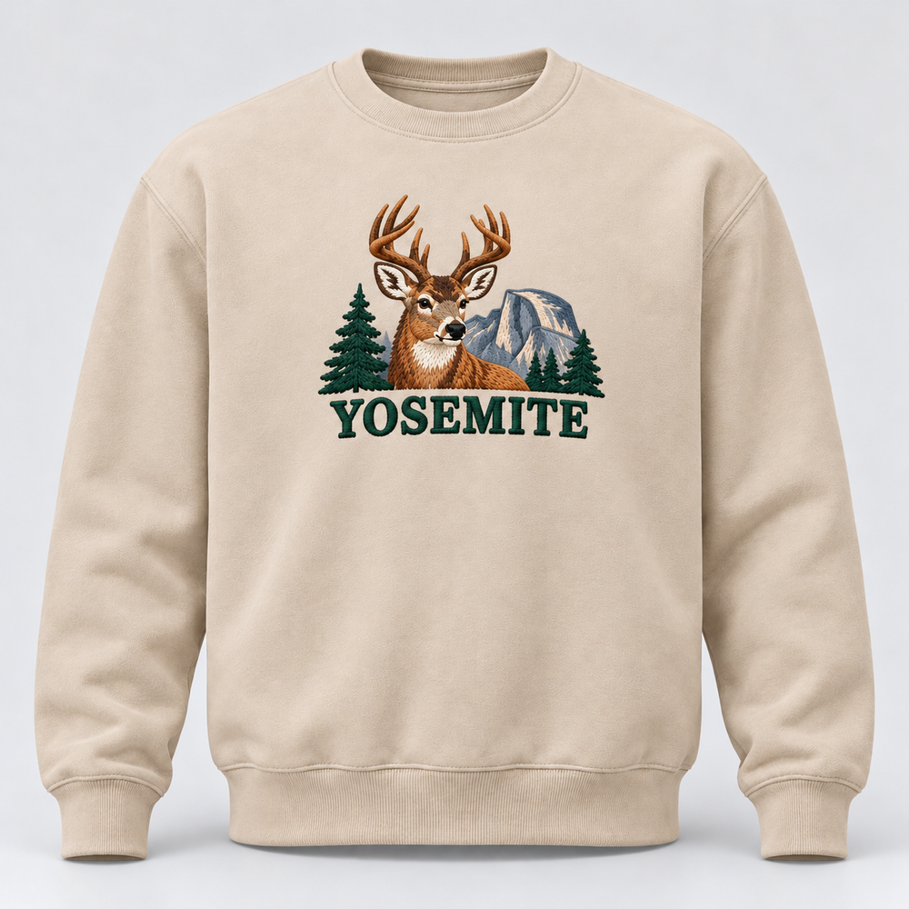 Yosemite National Park Embroidered Mule Deer Sweatshirt