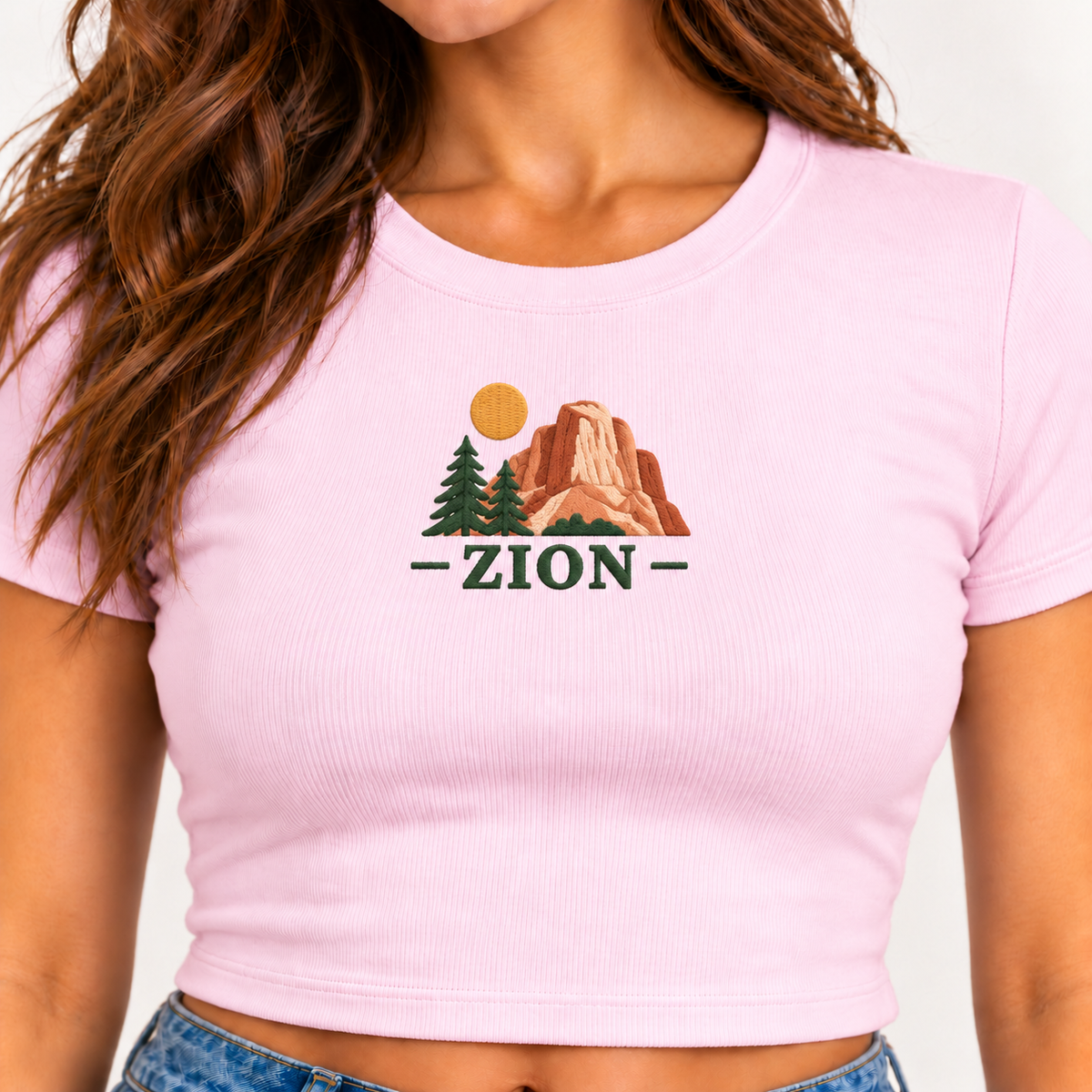 Zion National Park Cropped Baby Tee - Light Pink - photo 2